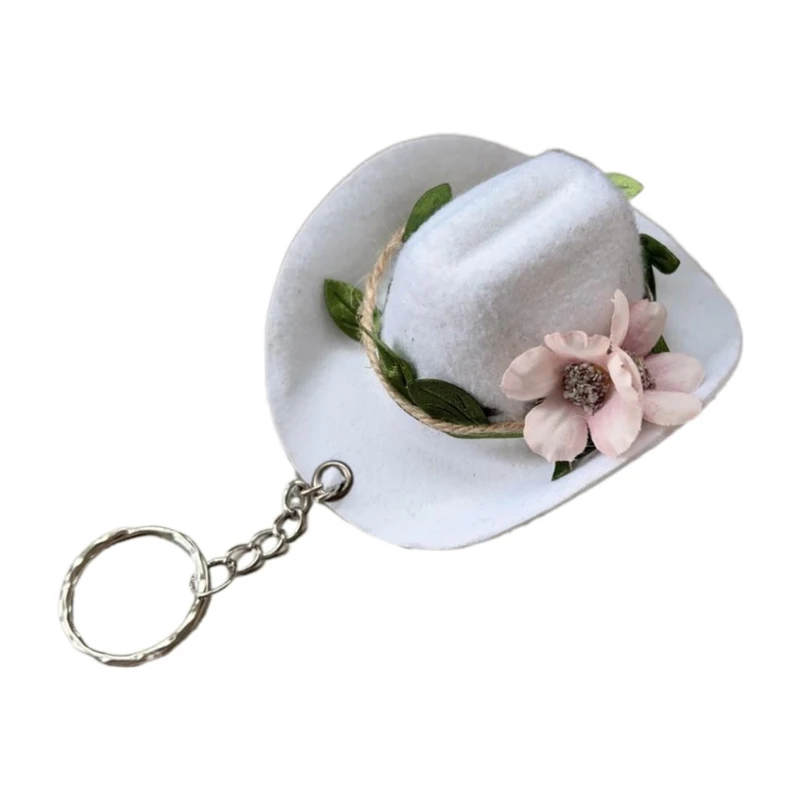 Floral Hat Key Ring Accessory Compact Flower Hat Key Pendant Bag Decoration for Travel Shopping Everyday Wear