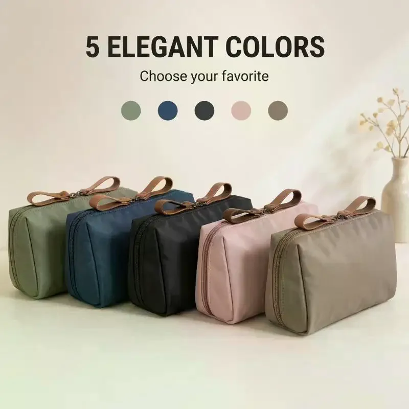 Partitioned Makeup Bag Large Capacity Multicolor Lightweight Travel Cosmetic Storage Pouch for Students Teen Girls
