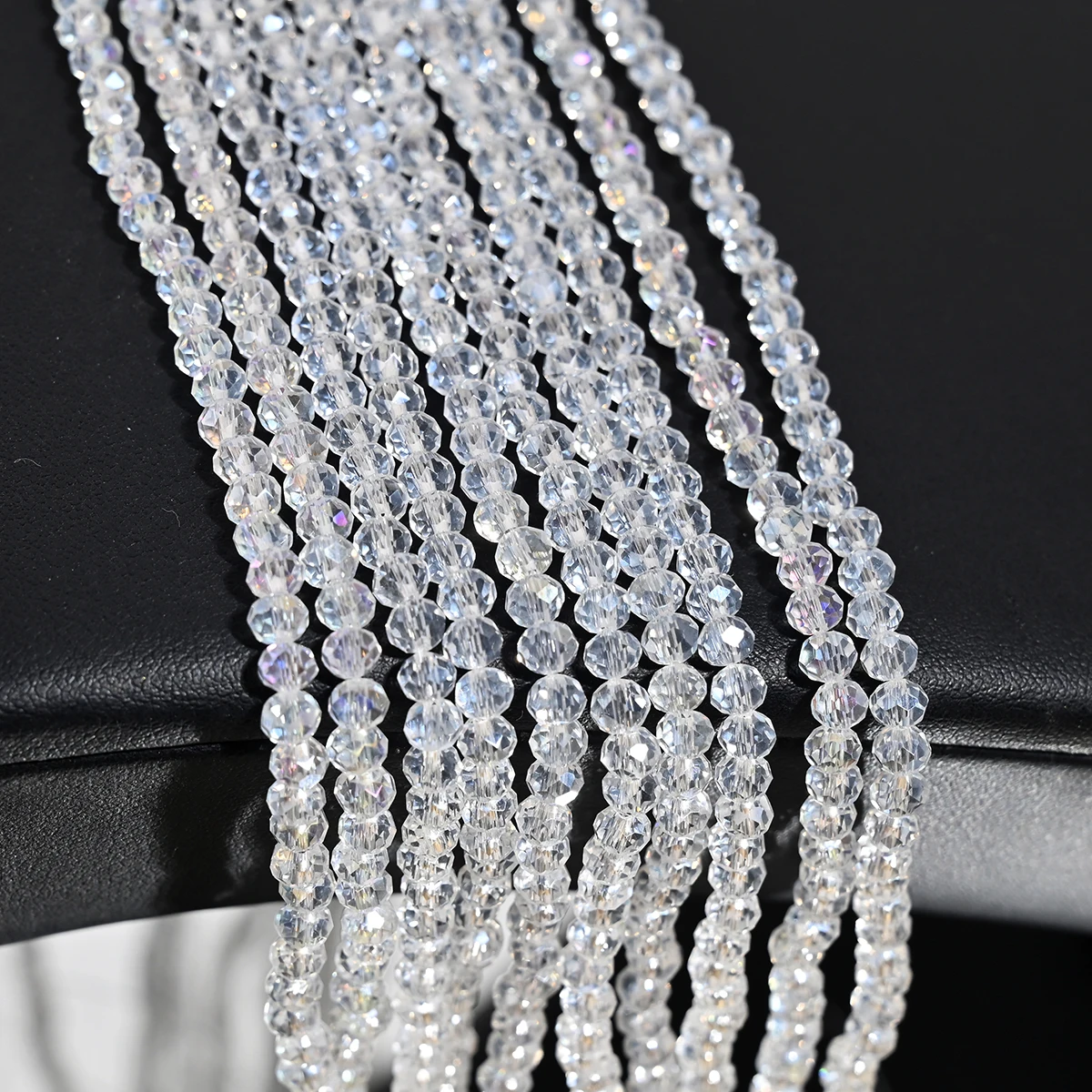 110 Stuks 4MM Kunstmatige Kristallen Glazen Kralen Platte Ronde Helder Facet Losse Spacer Bead voor Sieraden Maken DIY Armband ketting