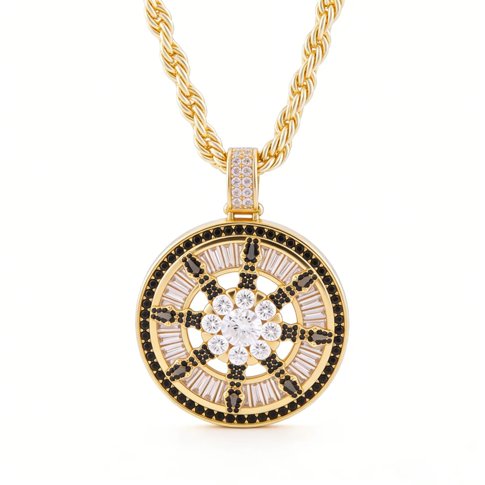 

VANAXIN 12 созвездий, круглый кулон, руна викингов, компас, полый хип-хоп, панк для мужчин, амулет, ювелирные изделия, веревочная цепочка