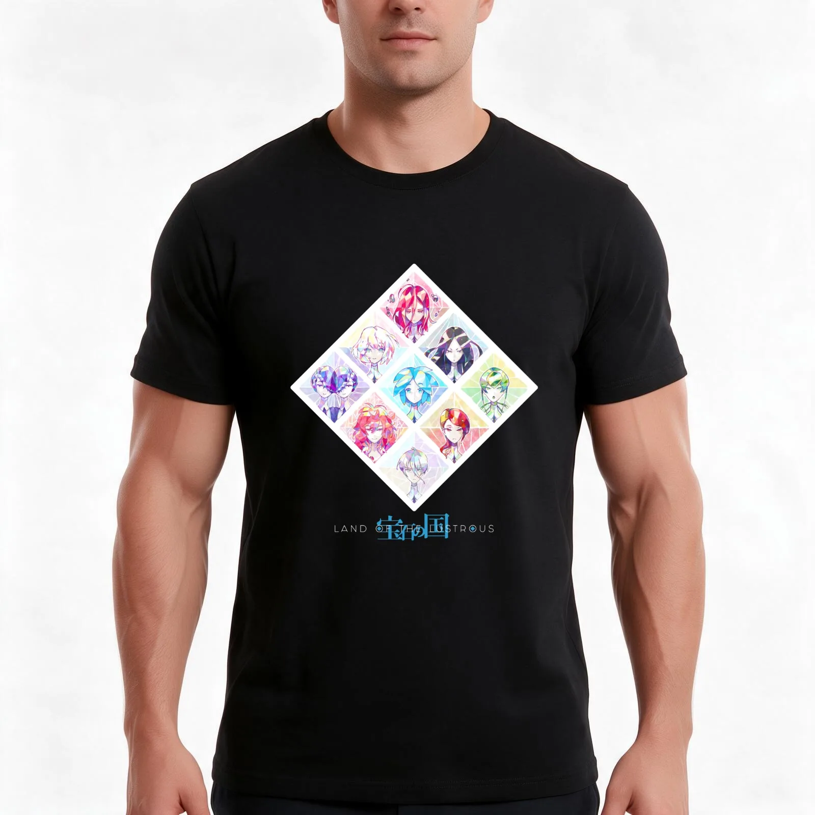 Houseki no Kuni gems T-Shirt, Summer Casual Cotton Tee, Oversized Streetwear Tops, Vintage Graphic Print, Loose Fit Short Sleeve