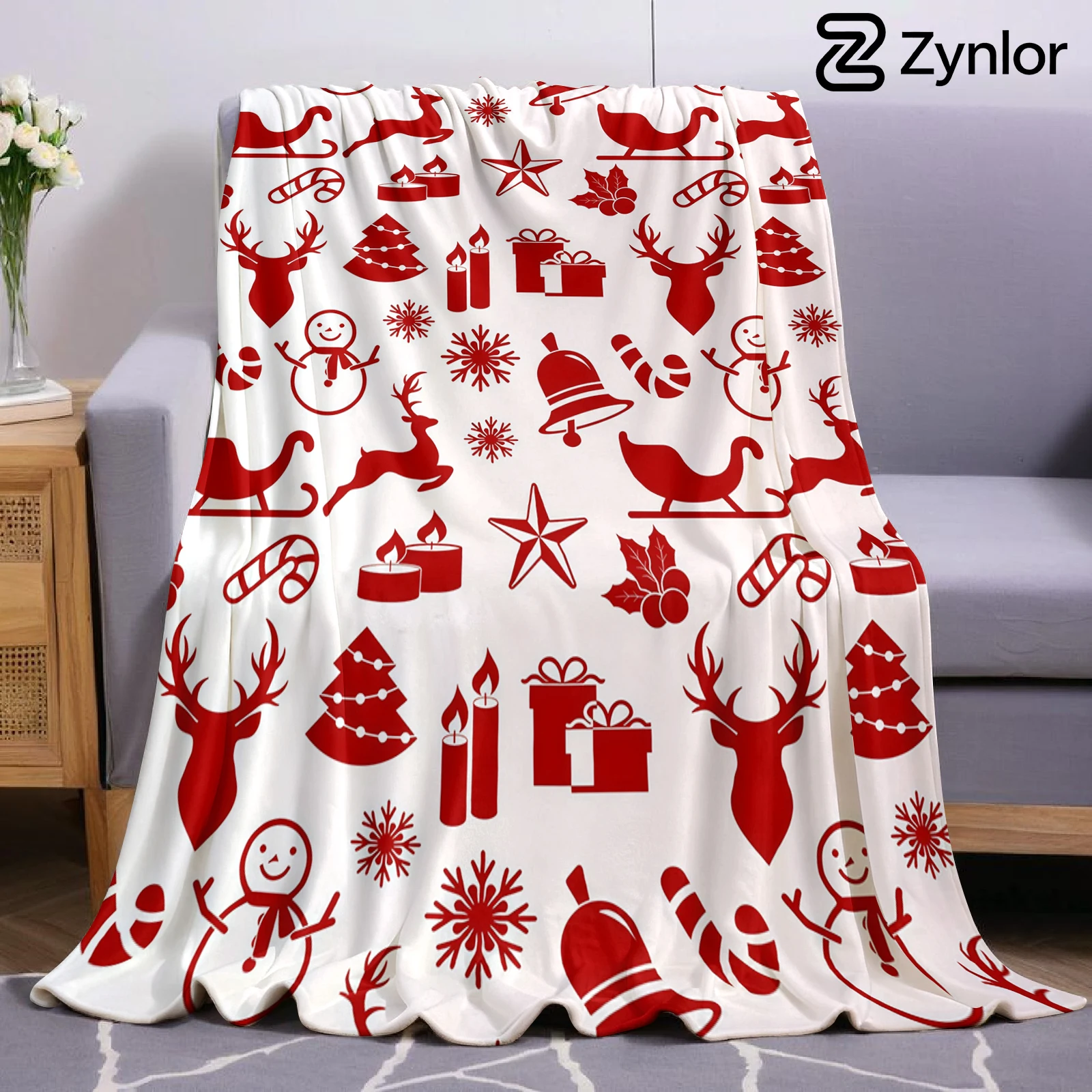 Xmas Silhouette Lightweight Microfiber Flannel Blanket Soft Warm Cozy Throw All Season for Bed Sofa Office Travel Gift