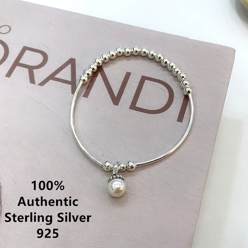 

100% Sterling Silver Bead Ball Tube Bracelet Pulseras Pulsera De Prata Plata פנדורה 925 Jewelry Para Mujer Original For Women 팔찌