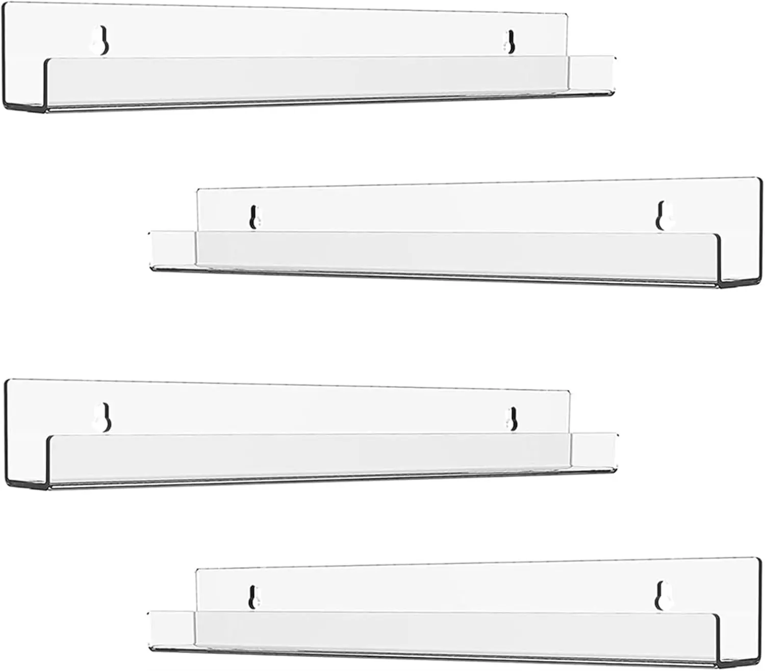 

4 Pack Clear Acrylic Shelves Wall Mount, 12 Inch Floating Vinyl Holder for Album Record Display & Decor