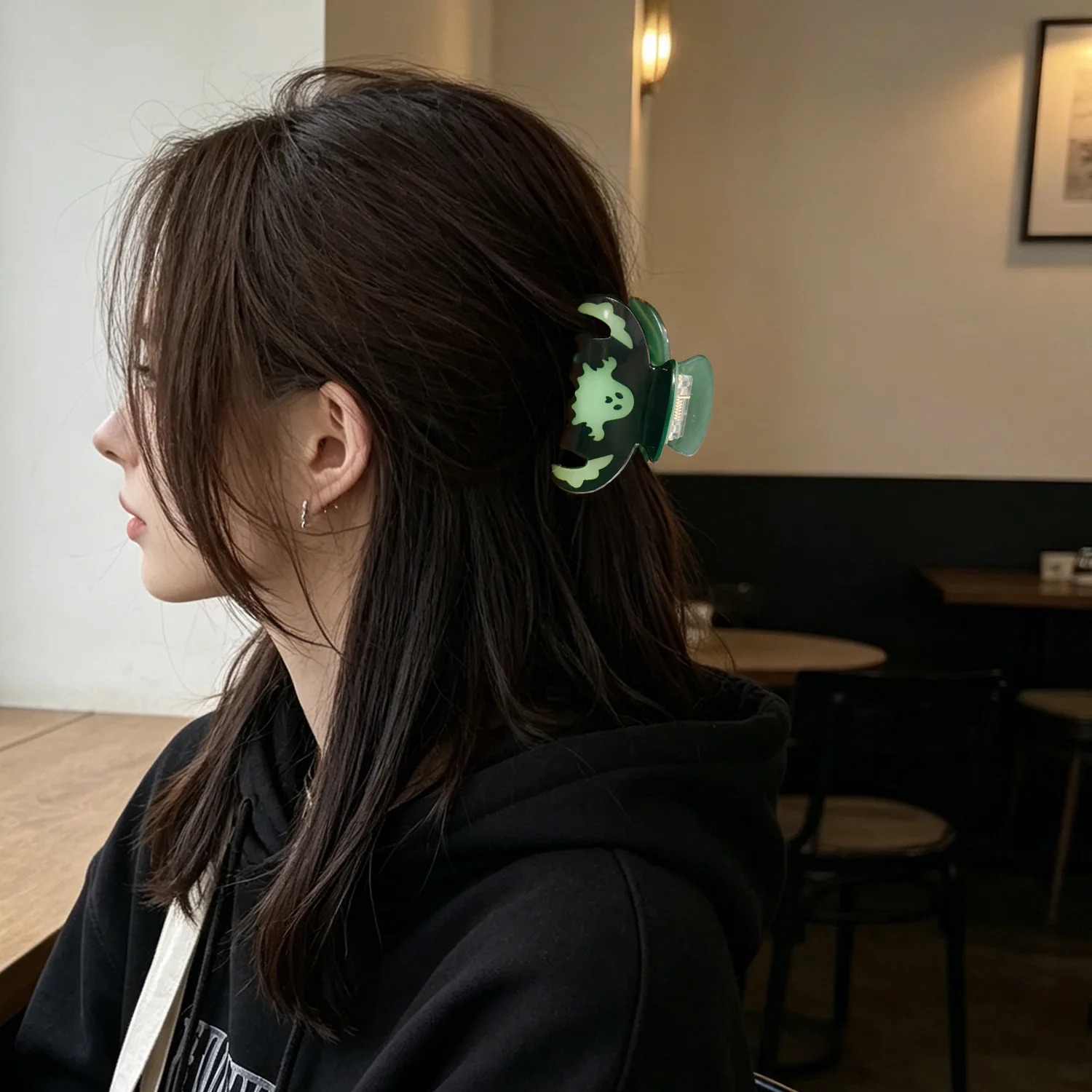 PVC Halloween Hair Claw Clips Pumpkin Ghost Spooky Dark Green Holiday Hair Accessories for Women view 4