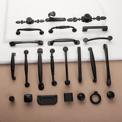 American Simple Door Pull Furniture Handle For Cabinet Drawer Dresser Kitchen Cupboard Wardrobe Closet Aluminum Black Metal Knob