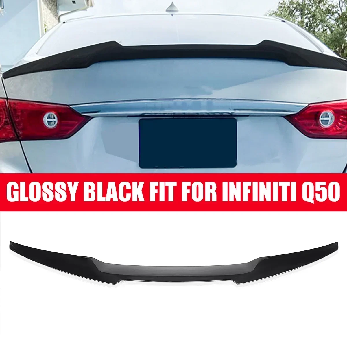 

High Quality Car Rear Trunk Boot Lip Spoiler Lid Extension Lid ABS For Infiniti Q50 2014-2021 Car Rear Wing Lip Spoiler Body Kit