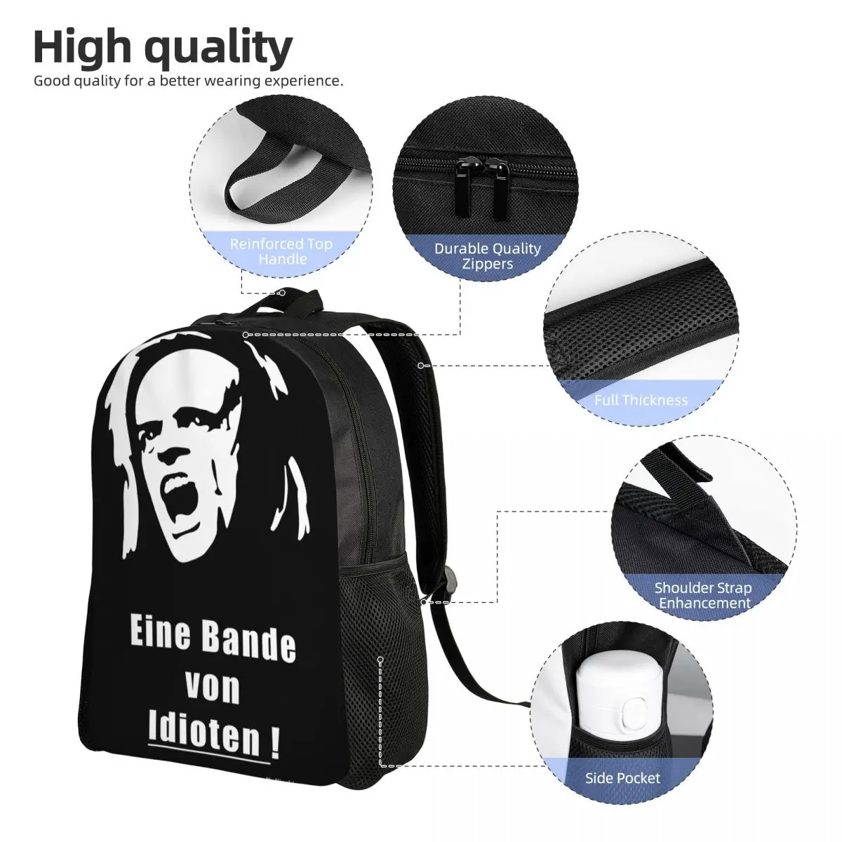 Klaus Kinski - Idiots Mochila para estudiantes Mochila escolar Mochila de viaje para senderismo para hombres y mujeres Mochila de moda Bolsos de hombro