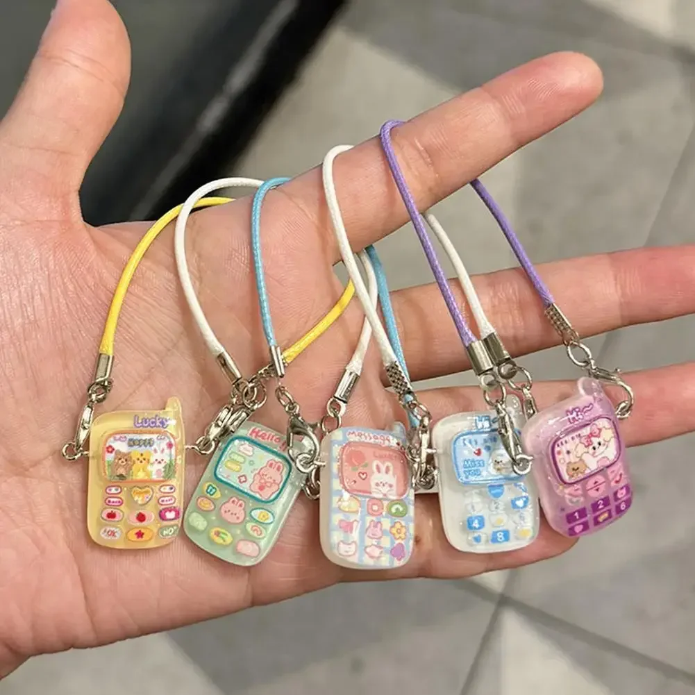 Cute Mini Mobile Phone Ornament Suitable for Labubu Dollhouse Mini Pendant Model Cartoon Cartoon Pendant Sweet Couple Gift