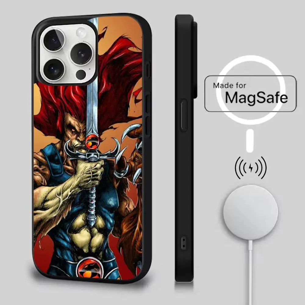 حافظة هاتف كارتونية من T-ThunderCats لهواتف iPhone 17,16,15,14,13,12,11,Pro,Max,Plus,Mini,SE4,E شحن لاسلكي مغناطيسي Magsafe