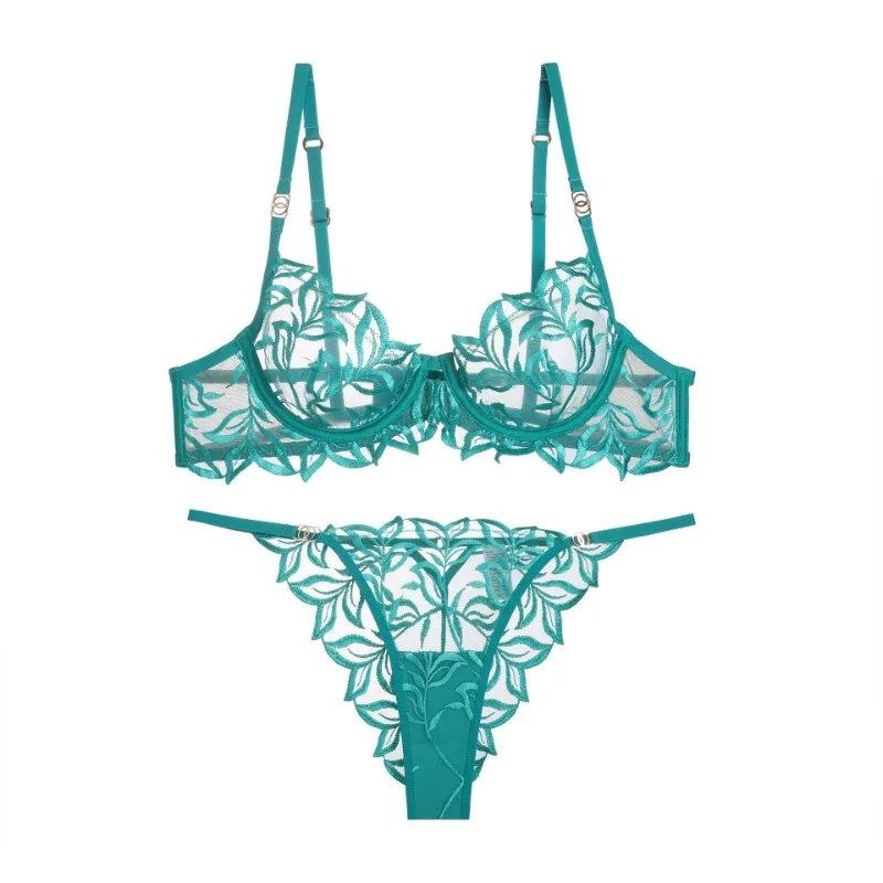 

French Pretty Underwear Women's Sexy Interest Embroidered Lace Bra Panty Set Big Chest Small Anti-sagging Underwear and Bra Sets