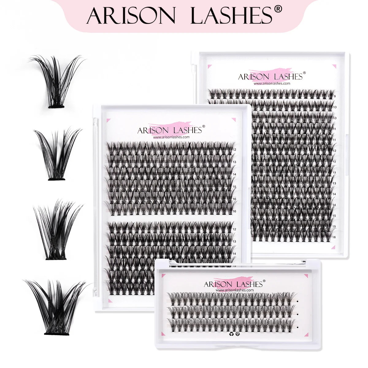 ARISON 60/120/240/280Clusters Individual Eyelashes Heat Bonded Cluster Lashes 30D Premade Volume Fan Eyelash Extension DIY Cilia