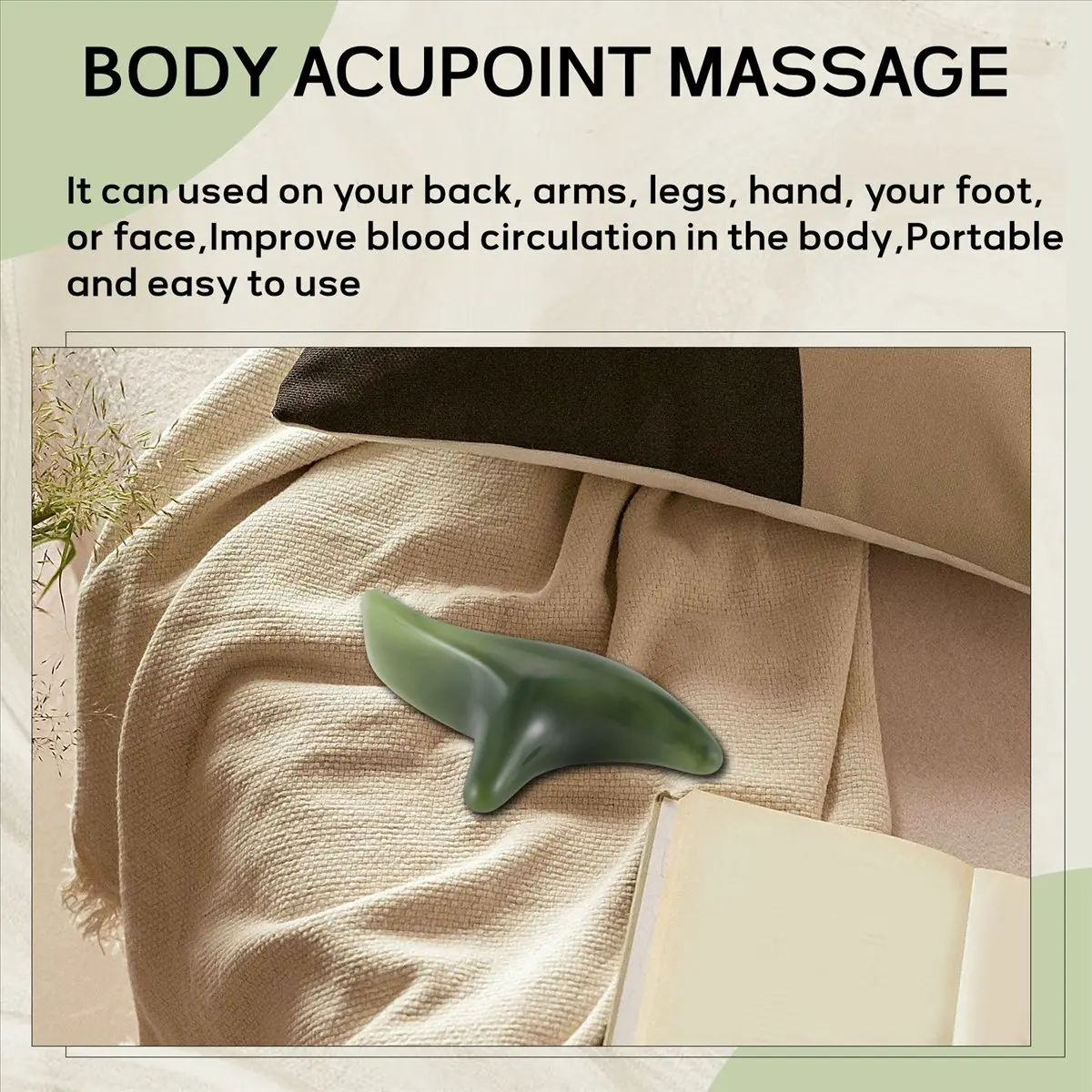 [HOTITEM]Natural Green Beeswax Jade Face Gua Sha Triple-Cornered Massager Board Rod Body Foot Acupoint Massage Stick Health Tool