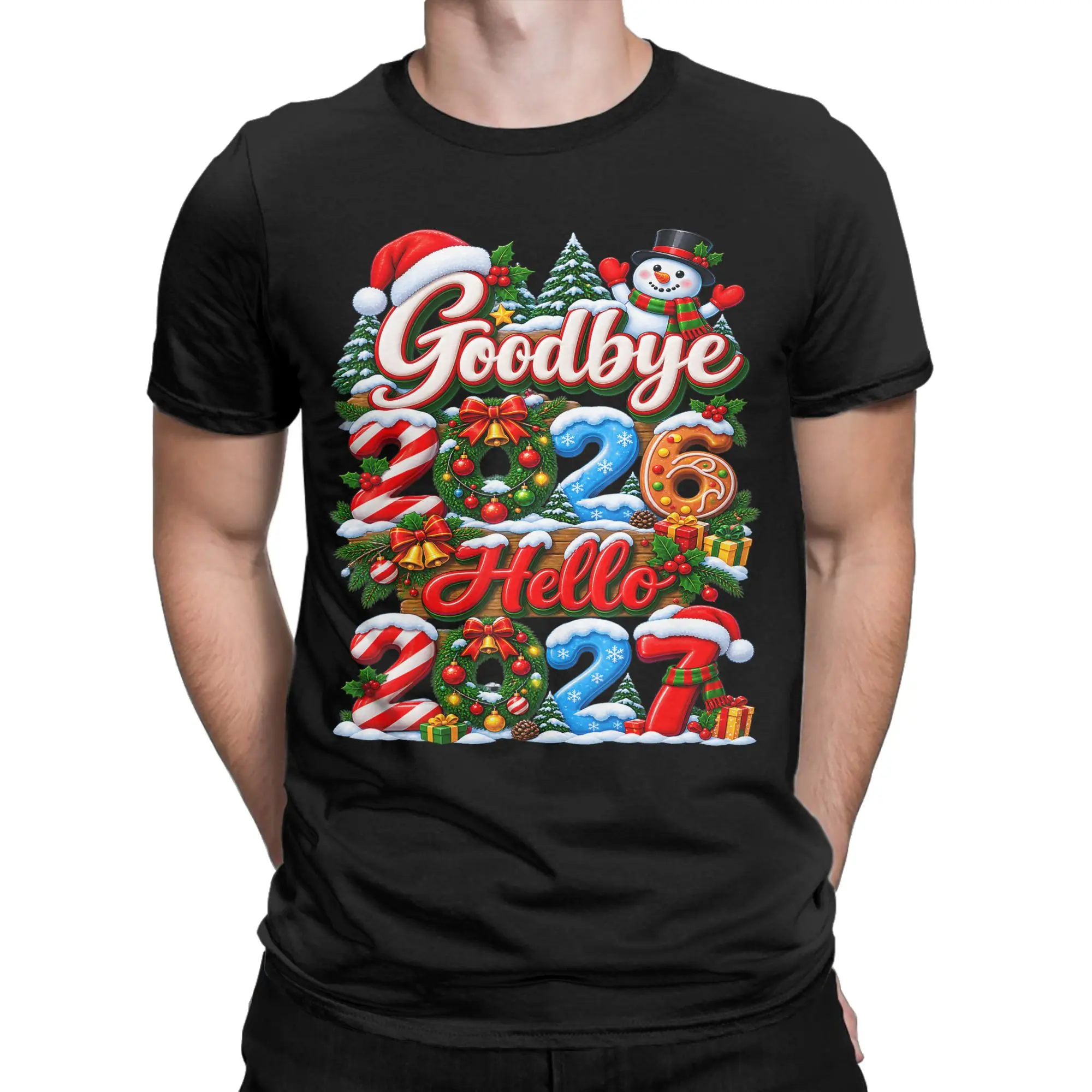 Goodbye 2026 Hello 2027 T-Shirt Summer  Vintage T-Shirts Cotton Harajuku Tshirt For Adult Short-Sleeve Casual Tees