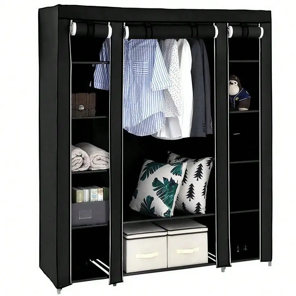 

Sturdy & Durable 69" Portable Clothes Closet Home Wardrobe with Shelves - Black