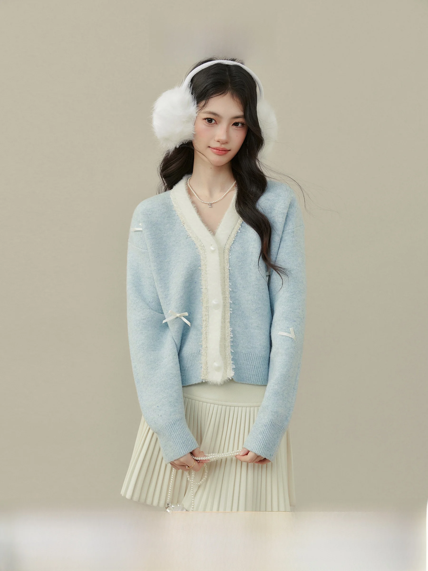 

Женский свитер Ele V-Ne, мягкая корейская зимняя одежда, стильный, свободный крой, длинный рукав