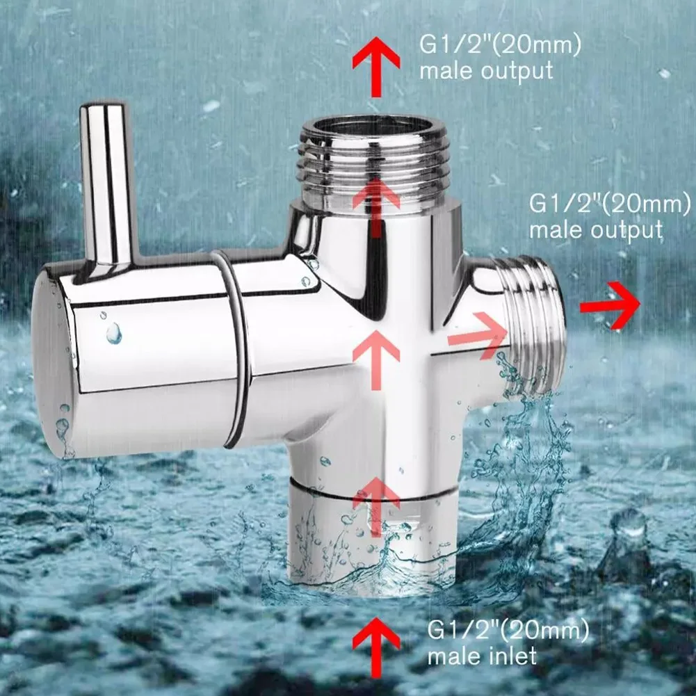 Abs Messing Omleidingsklep 3 Weg Waterafscheider Douche T-Stuk Adapter Verstelbare Douchekop Omleidingsklep Badkamer Douchekrel