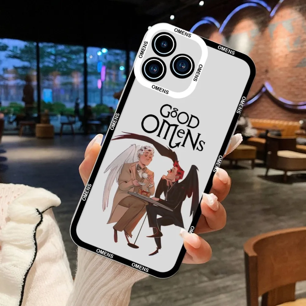 Hot TV Good Omens Phone Case For iPhone 11 12 Mini 13 14 Pro Max Transparent Shell