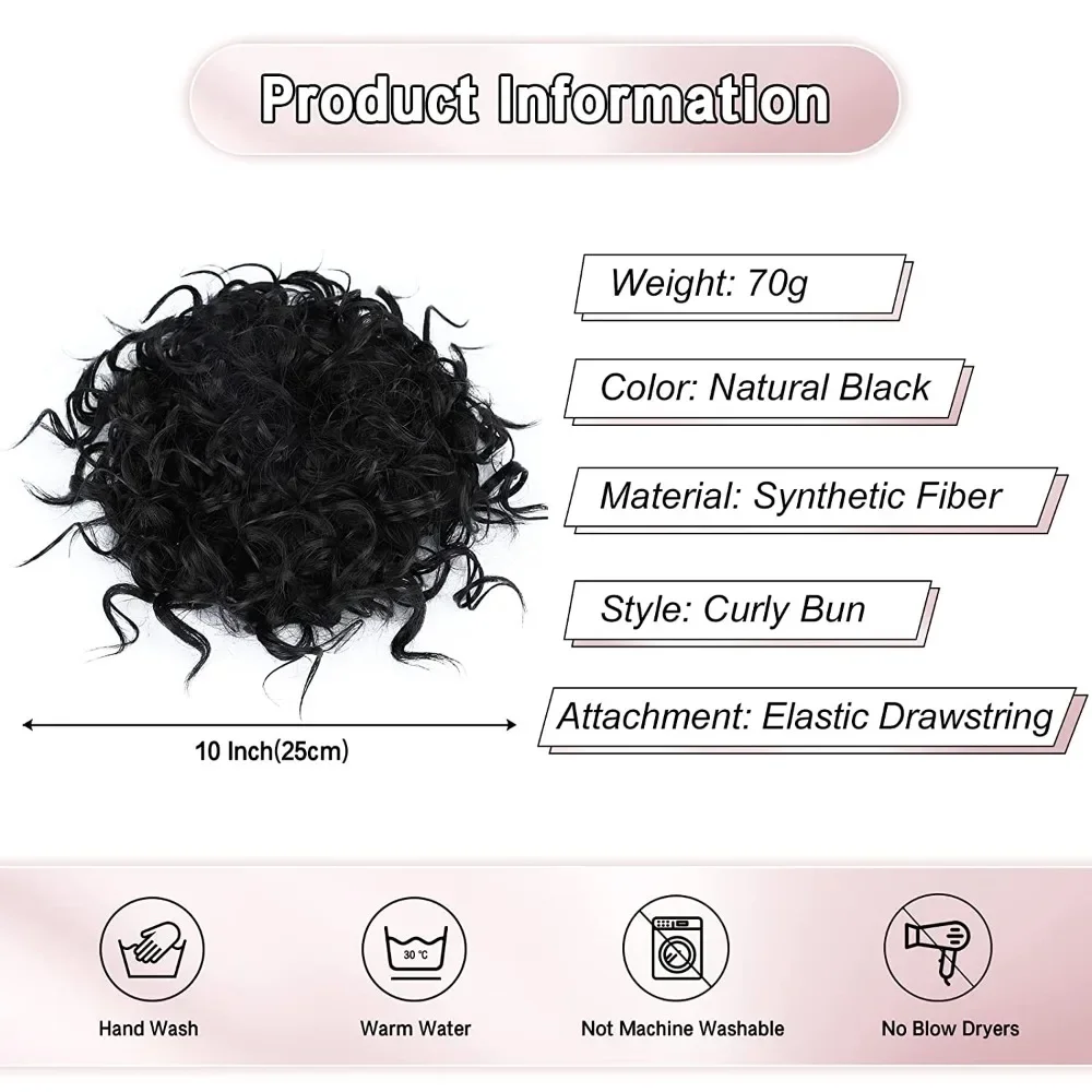 Messy Hair Bun Elastic Drawstring Loose Wave Large Curly Short Synthetic Ponytail Hair Bun Extension for Women Daily Use