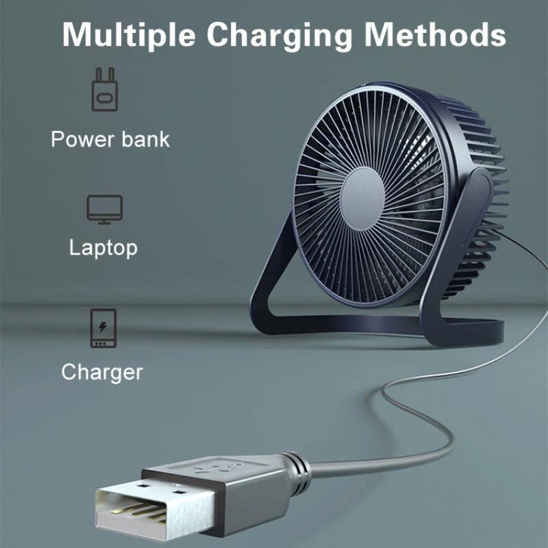 New portable small fan 5 inch usb mini office students dormitory desktop bed up and down adjustable wind power mute electric fan