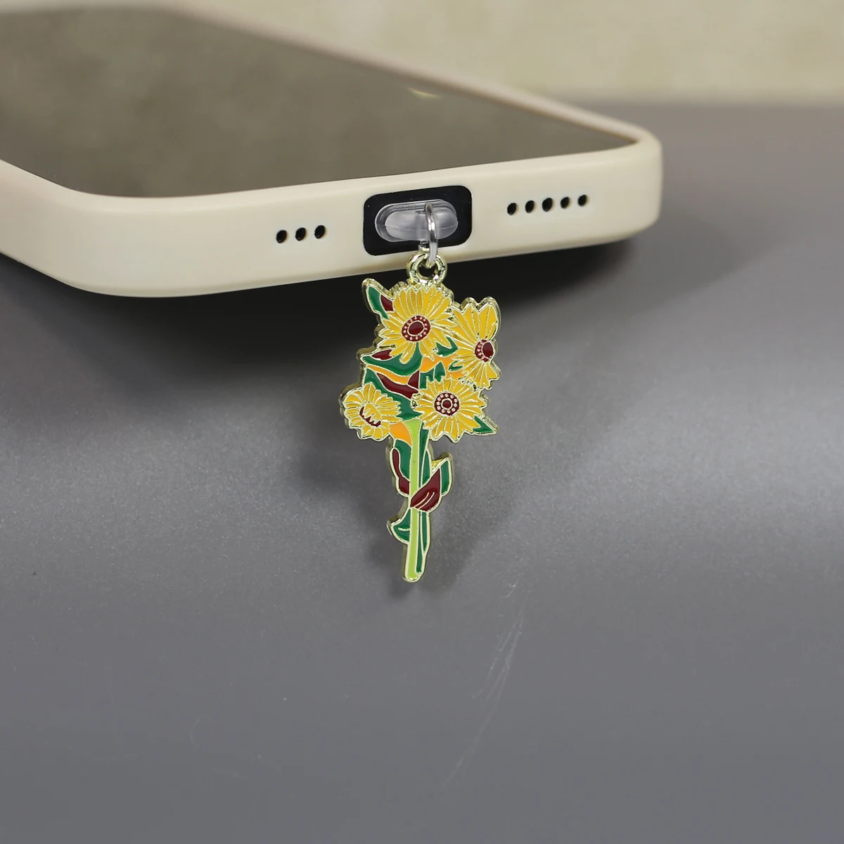 Mobile Phone Dust Plug Hanging Accessory Pendant Violet Bell Orchid Sunflower Iris Flower Accessory Decoration For Iphone Type-C