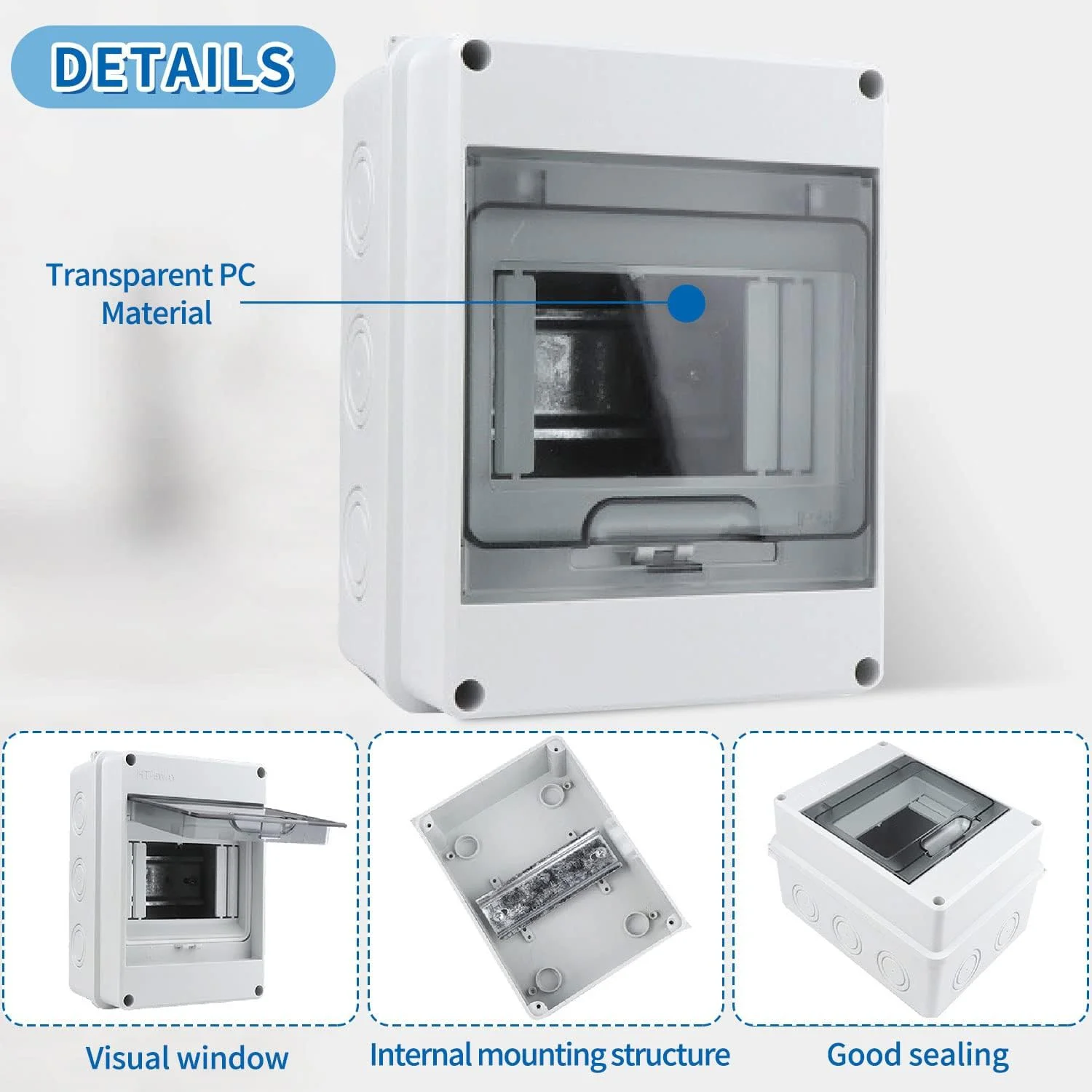 HT Series IP65 Mcb Breaker Box Distribution Protection Box Supply Electronic Din Rail Enclosure for Circuit Breaker on The Wall