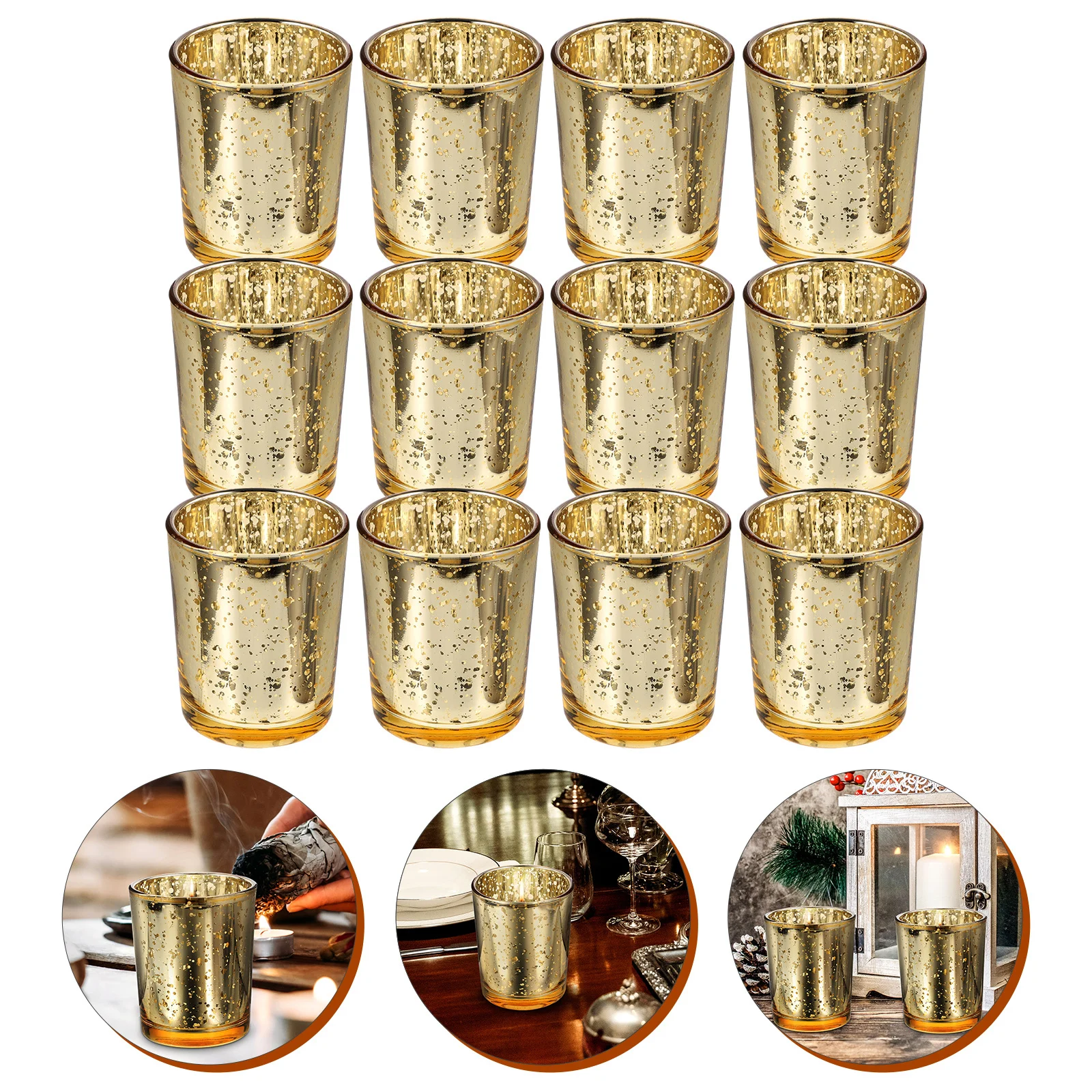 

12Pcs Glass Holders Elegant Transparent Decorative Holder for Dining Table Centerpiece Glass Candlestick Holder