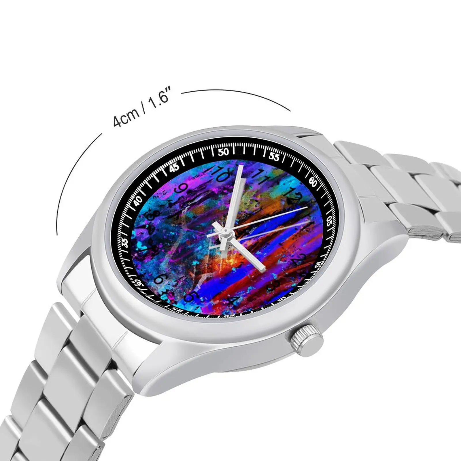 Rainbow Splatter Art Quartz Watch Colorful Splashes Cheap Cool Wrist Watches Stainless Boys Business Photo Wristwatch