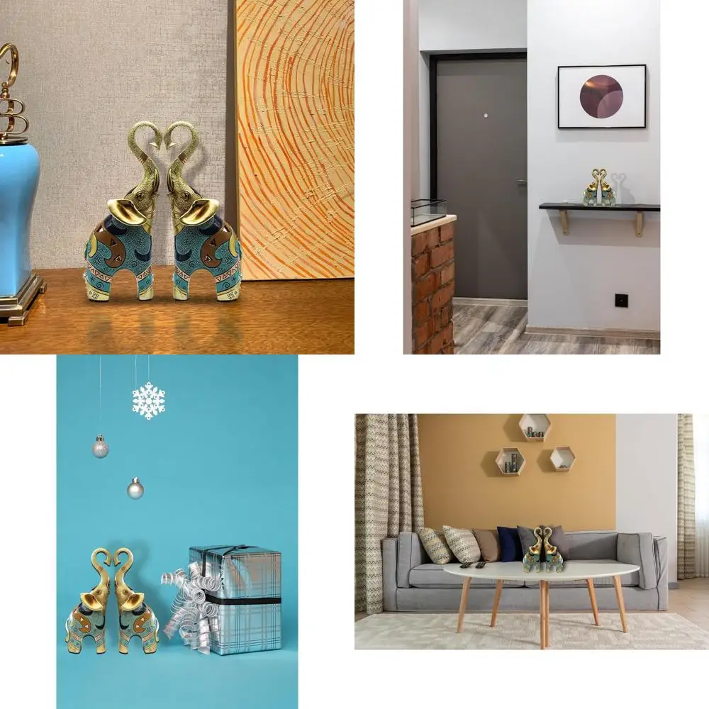 

Fortune Elephant Figurines Set for Home, Pair of Medium-Sized Lucky Elephants