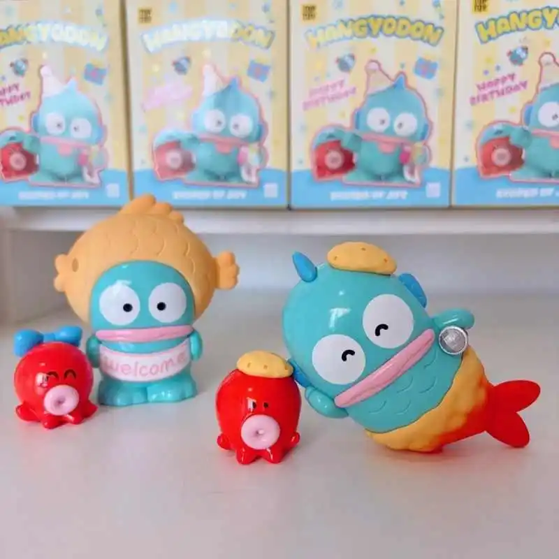 Sanrio Sirena Henton Ugly Fish Happy Birthday Series Scatola cieca periferica Ornamenti giocattolo alla moda Regali carini dei cartoni animati