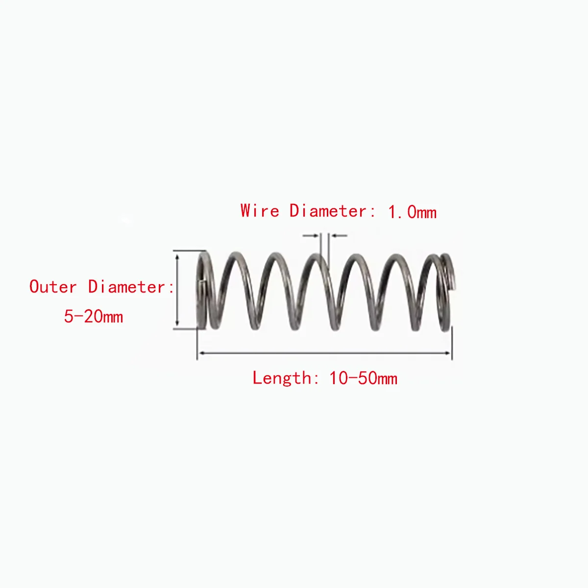 Manganese Steel Pressure Spring Compression Springs High Elastic Blackening Spring Wire Dia 1.0mm Outer Dia5-20mm Length10-50mm