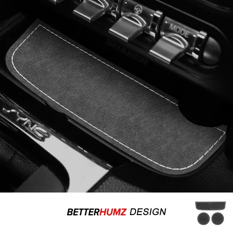 Para Ford Mustang GT 2015-2023 hecho de Alcantara consola central almohadilla de almacenamiento embellecedor taza posavasos accesorios de ajuste Interior del coche
