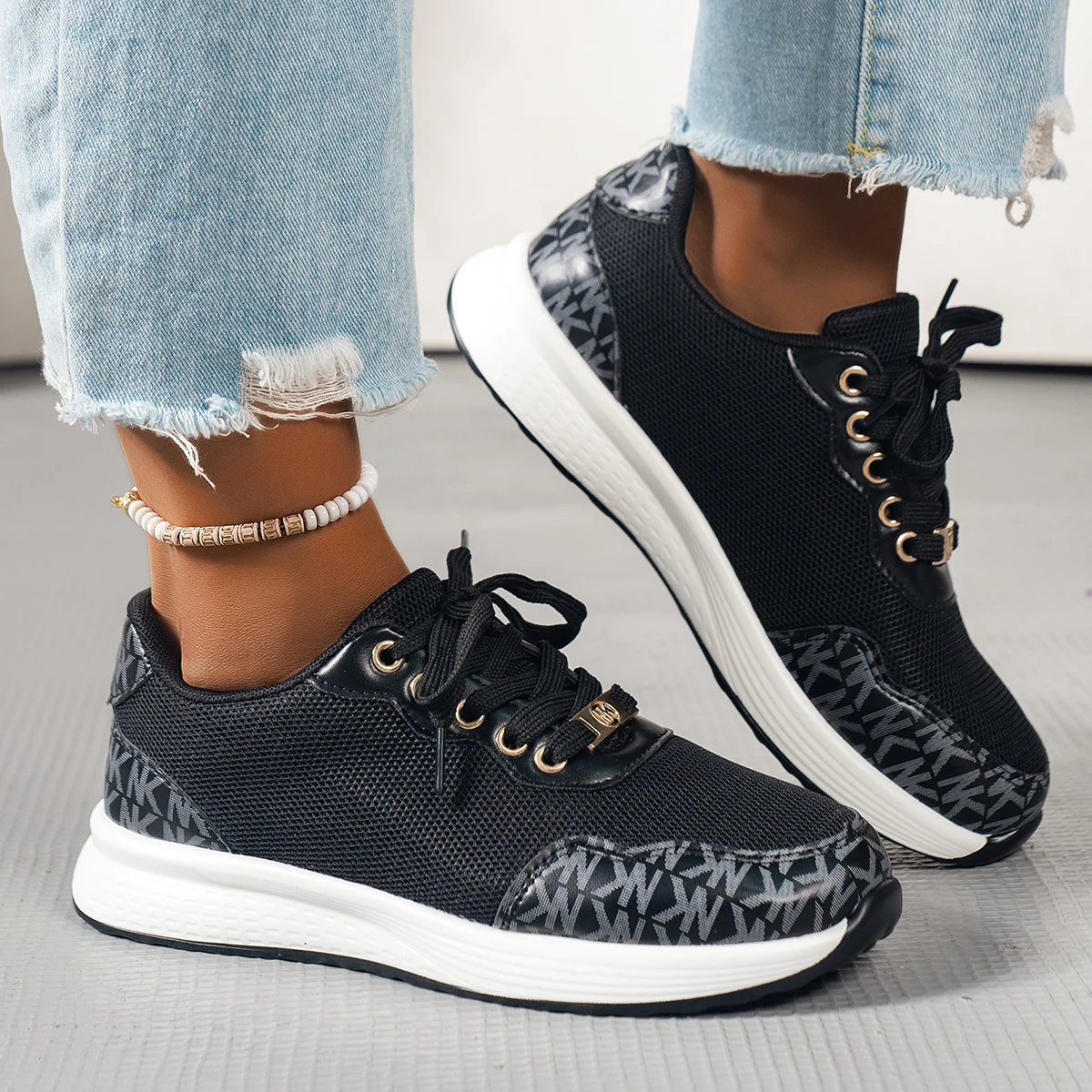 Students Platform Sneakers 2024 Spring New Breathable Women\'s Running Shoes  Mesh Shoe Fashion Lady Flats for Outdoor Sport