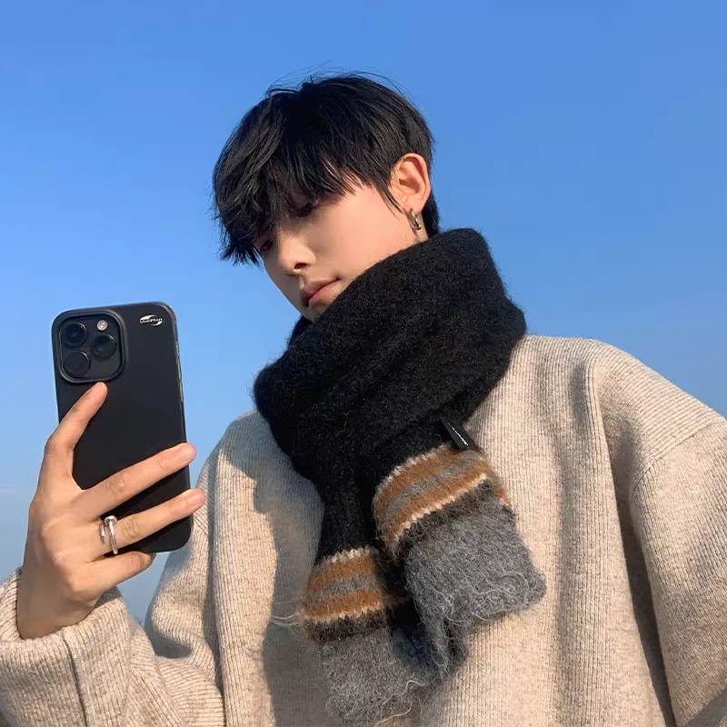 

Модный корейский стиль, мягкий мохеровый шарф из смесовой шерсти, унисекс, зимний комфортный теплый вязаный шейный платок для мальчиков и девочек, шарфы для влюбленных, новый подарок
