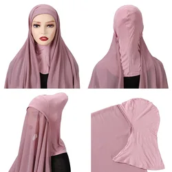 Hijab in Chiffon istantaneo fascia interna musulmana berretto da donna cofano scialle lungo con foulard in Jersey copricollo copricapo