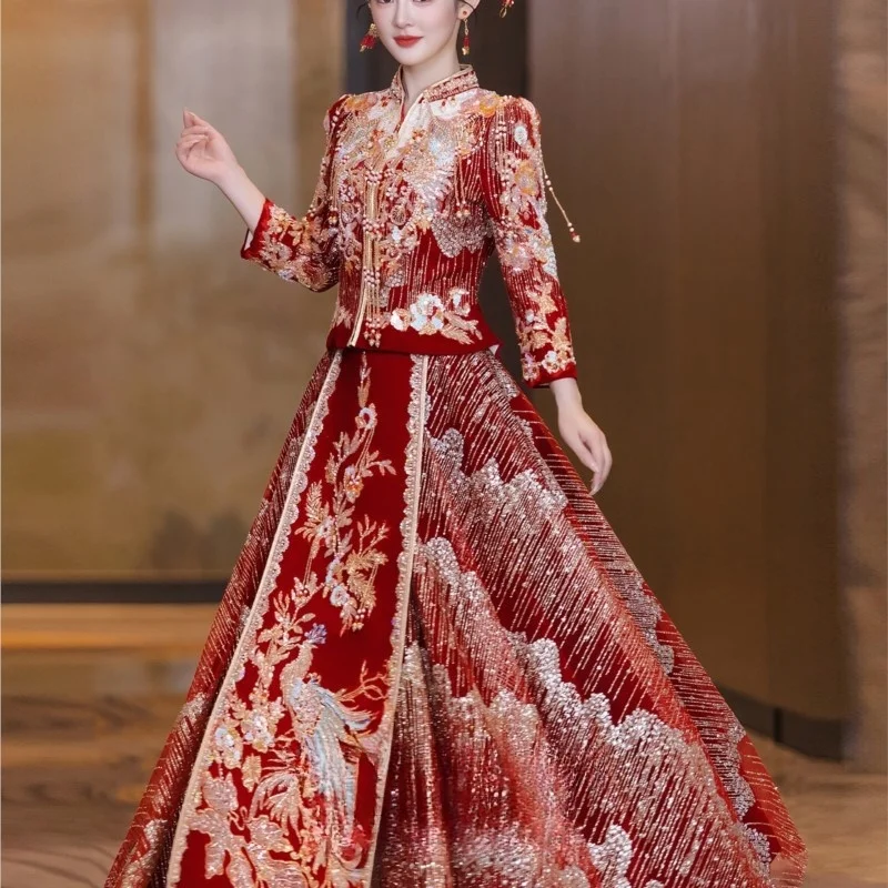 

New luxurious Chinese-style wedding dress clothing