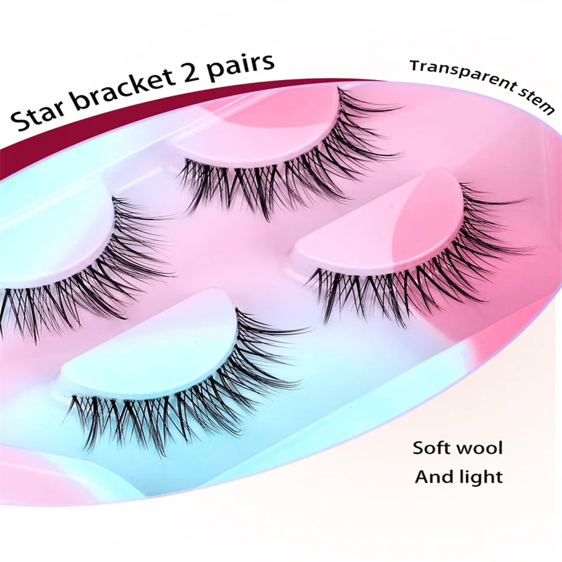 2 Pairs/Tray Narual warping transparent stem full strip lashes extention material with Support custom