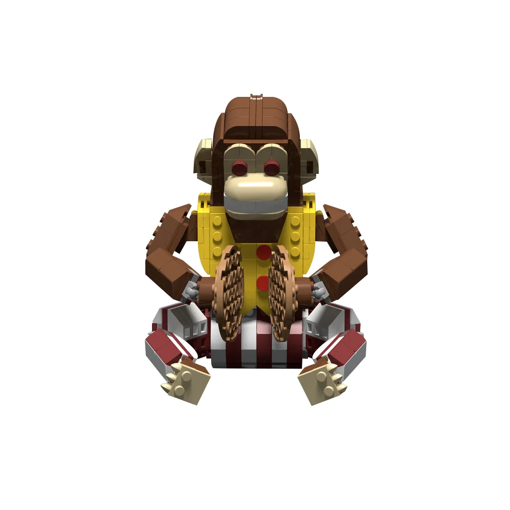 Gobricks MOC Cymbals Monkey Building Blocks Model Popular Games Monkey Action Figure DIY Bricks Assembly Toys Children Gifts