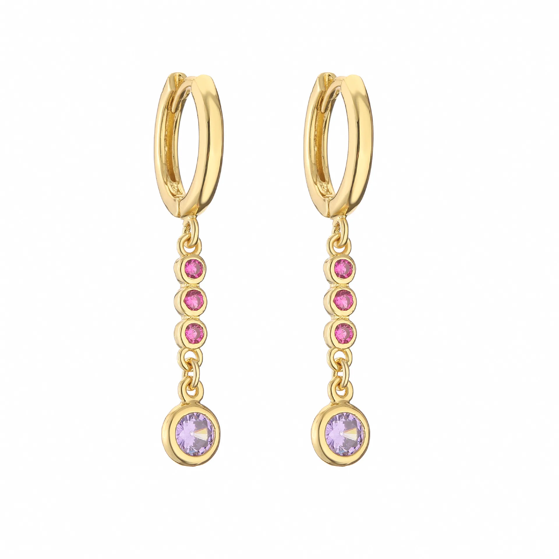 

Women's Earrings Gold Plated Colorful Crystal Zircon Round Earrings Popular Fashion Jewelry Couple Holiday Gifts