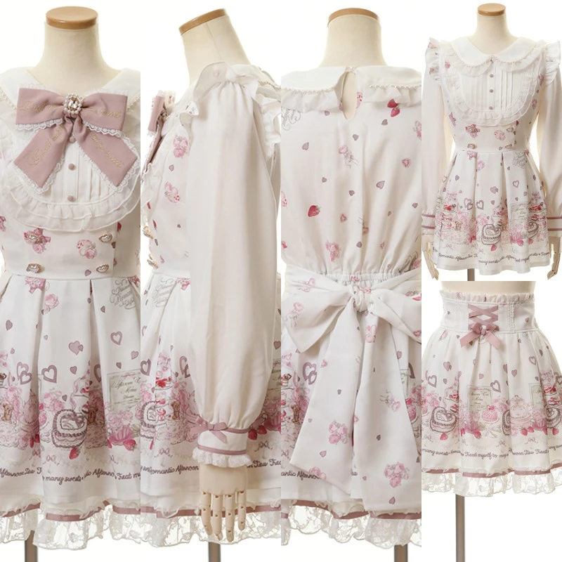 فستان Mine Liz ربيع جديد من الألغام الإنتاج الشامل لطيف الحلو طباعة البحرية طوق فستان طويل الأكمام السراويل النساء 2 قطعة مجموعة #6