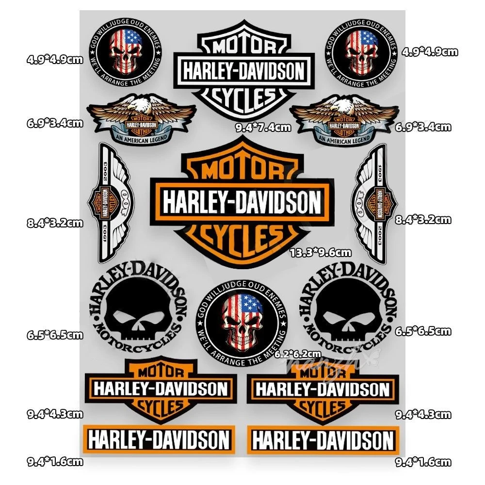 Retro Motorcycle Decals Fuel Tank Waterproof Stickers For Harley Davidson Electra Glide Ultra Classic PA1250 114 Skull Pattern view 2