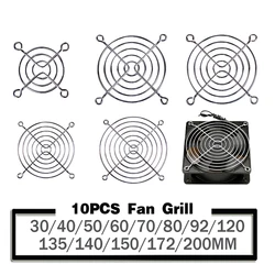 10 adet soğutma Fan muhafazası Metal ızgara bilgisayar kapağı Fan ızgara 30mm 40mm 50mm 60mm 70mm 80mm 90mm 120mm 135mm 140mm 170mm 200mm