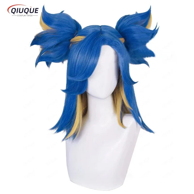 Nene 2025 Game Valorant Neon Cosplay Short Blue Ponytails Heat Resistant Synthetic Hair Halloween Role Play Wigs + Wig Cap view 2