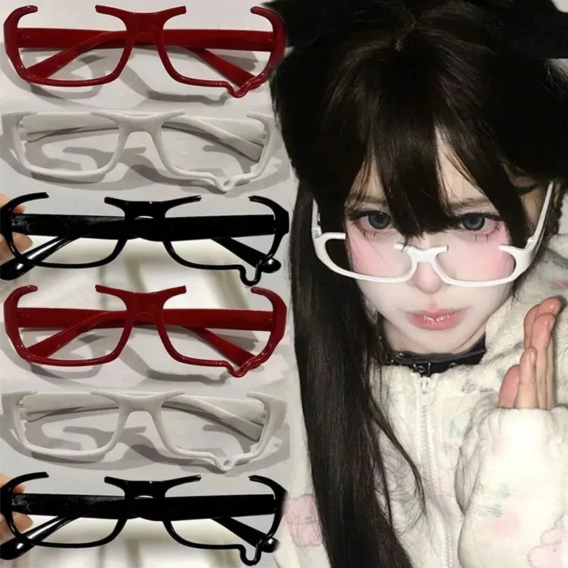 Hot Anime Teardrop Glasses Japanese Cosplay Frame Y2K Crying Lensless Eyewear for Daily Wear Party Costume Kawaii Accessory