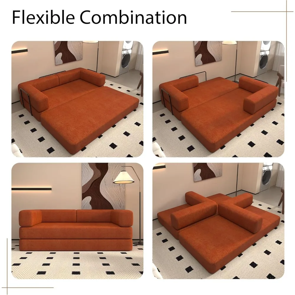 أريكة سرير قابلة للتحويل، أريكة مرتبة قابلة للطي، إطار ثابت الشكل، أريكة صالة أريكة أرضية لغرفة المعيشة #4