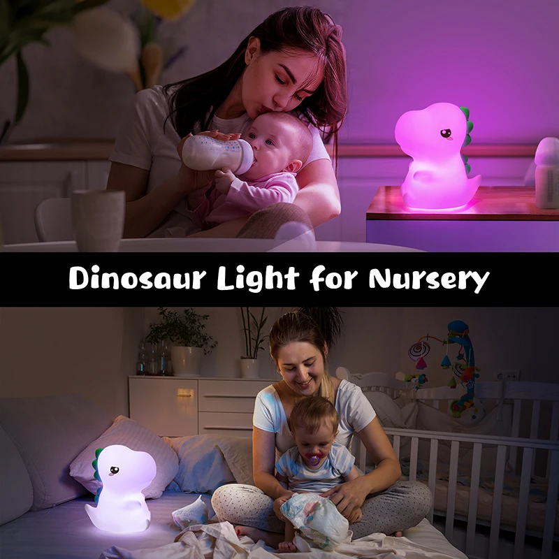 Imagem -06 - Silicone Controle Remoto Dinosaur Night Light com Sensor de Toque Cor Mudar Lâmpada Room Decor For Kids