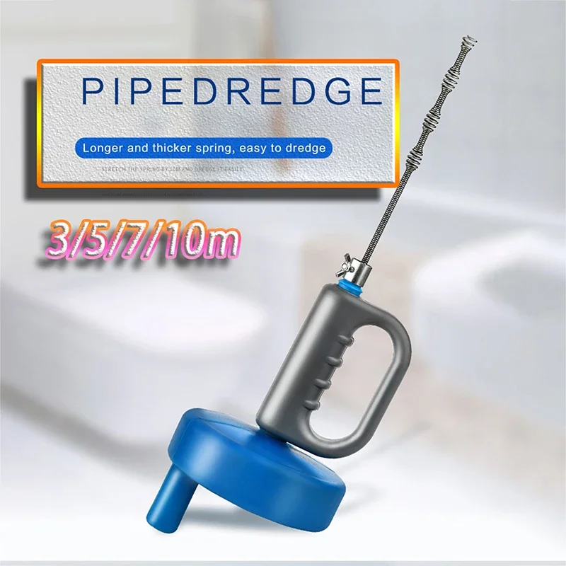 3/5/7/10m Pipe Plunger Kitchen Sink Sewer Dredge Cleaner Bathroom Toilet Manual Pipeline Dredger Remover Drain Unblocker Tool