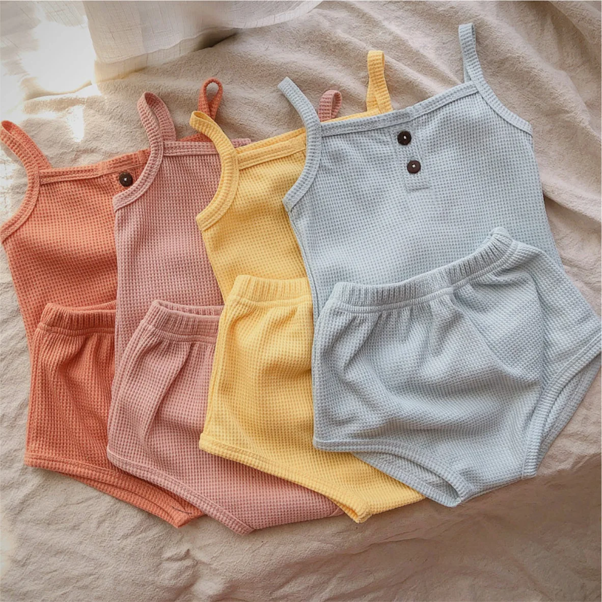 Baby Summer Clothing New Soft Homewear Newborn Baby Boys Girls Clothes Cool Camisole With Short Jumpsuit Outfits Kids Costume