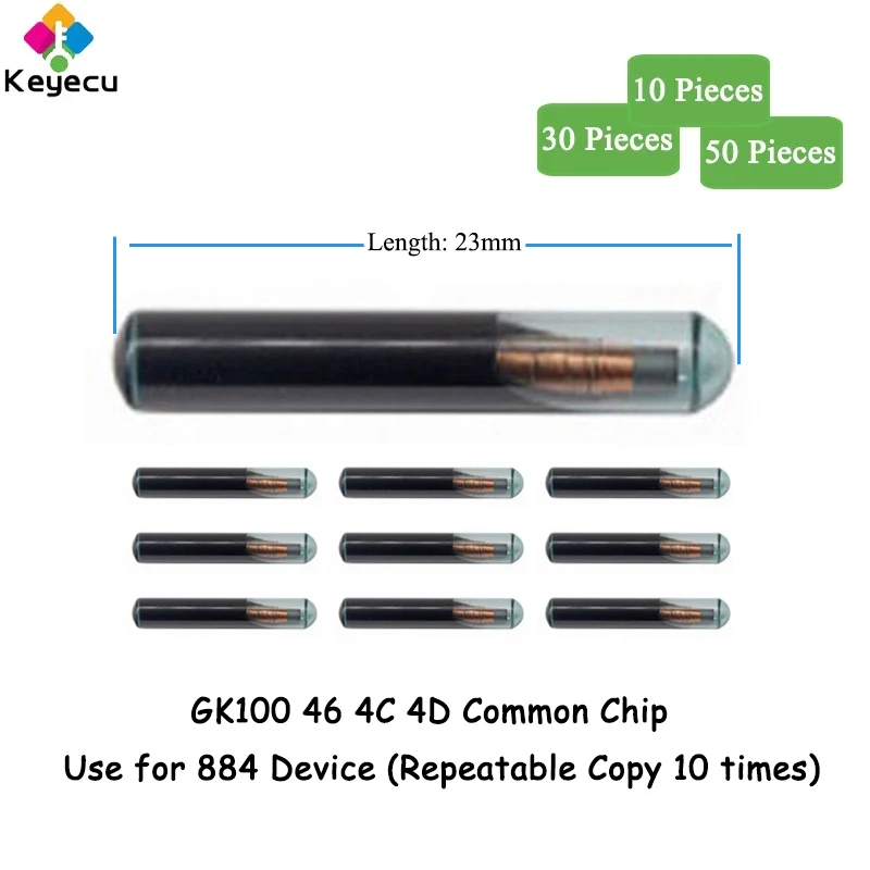 KEYECU 10 30 50 Pieces GK100 46 4C 4D Common Transponder Chip Use for 884 Device ( Repeatable Copy 10 times )