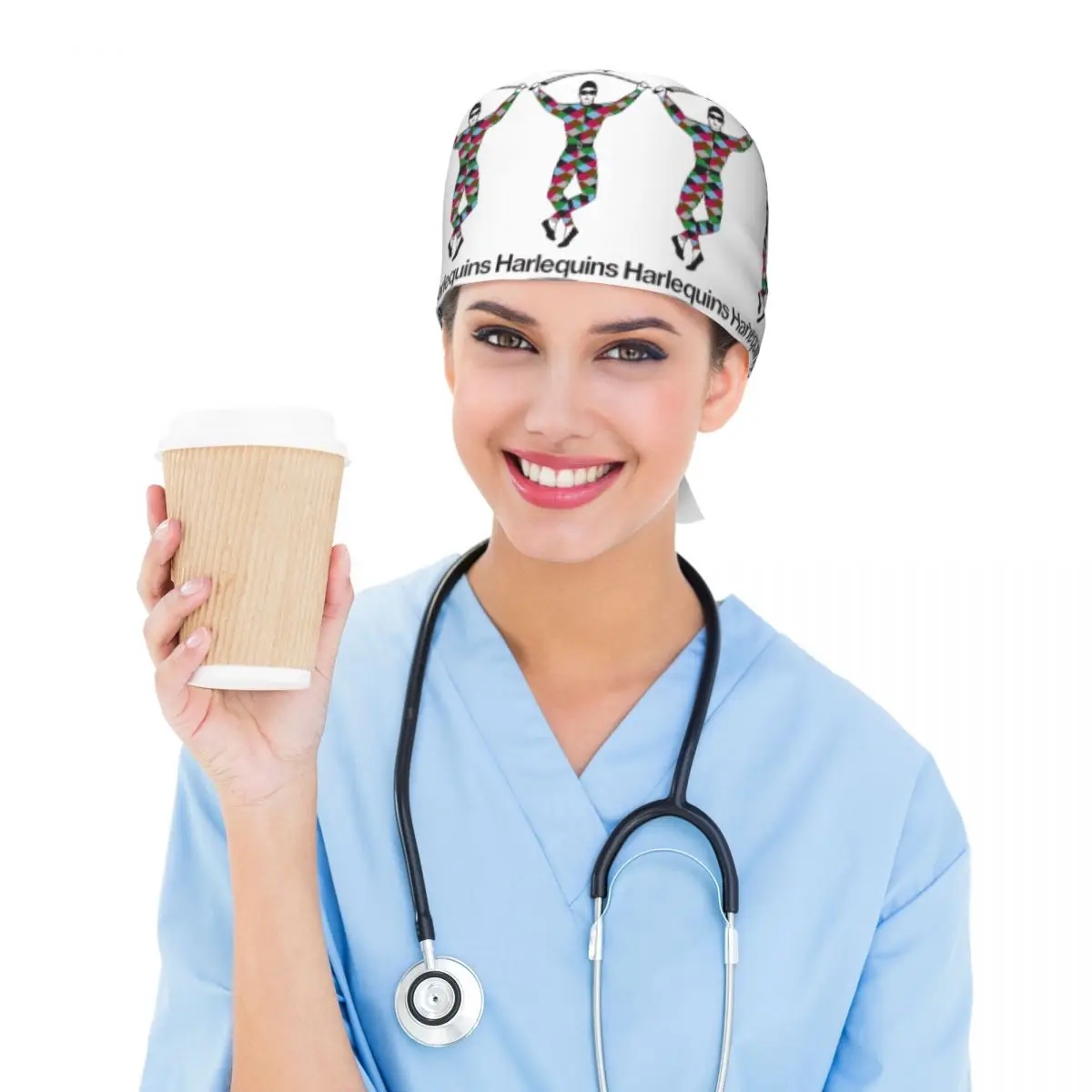 Harlequins-Merch Scrub Hat Doctor Working Surgical Cap Men Women Adjustable Nursing Caps for Dentist
